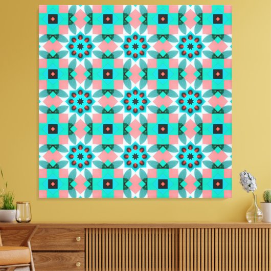 Modern Mediterranean Star Tile Pattern Accent Pill Canvas Afdruk (Insitu (Woonkamer))