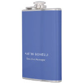 Modern Medium Blue Plain Minimalist Naam toevoegen Heupfles (Links)