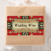 Modern medium-eval Wedding Red Gold WineLabels Etiket (Insitu)
