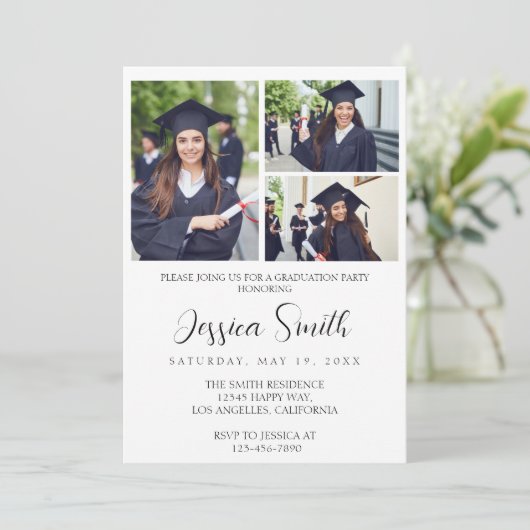 Modern Meerdere Foto Afstuderen Kaart (Staand voorkant)
