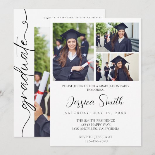 Modern Meerdere Foto Afstuderen Kaart (Voorkant / Achterkant)