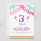 Modern Meerkleurige Meisjes Drie-esta 3de Verjaard Kaart (Voorkant)