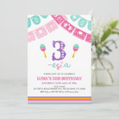 Modern Meerkleurige Meisjes Three-esta 3de Verjaar Kaart (Staand voorkant)