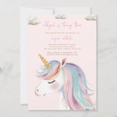 Modern meisje eenhoorn verjaardag kaart (Voorkant)