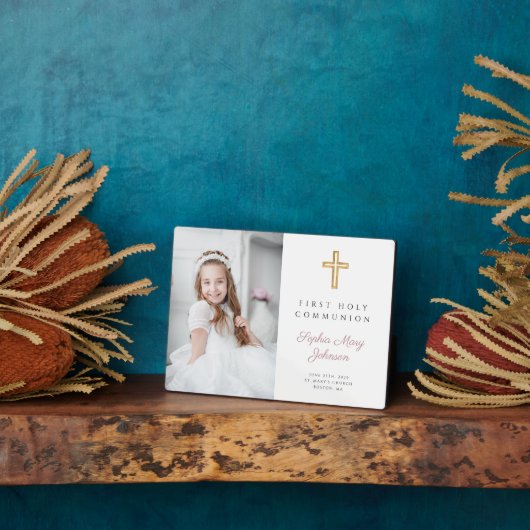 Modern Meisje Eerste Communie Foto Plaquette Fotoplaat (Zijkant)