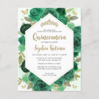 Modern Meisje Emerald Groen Bloemen Goud Quinceañe