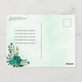 Modern Meisje Emerald Groen Bloemen Goud Quinceañe Briefkaart (Achterkant)