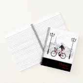 Modern Meisje Fietsen Parijs Gepersonaliseerde naa Notitieboek (Binnen)