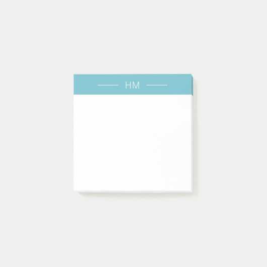 Modern Meisje Licht Blauw Monogram initialen Post-it® Notes (Voorkant)