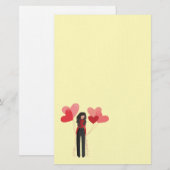 Modern meisje met ballonnen briefpapier (Voorkant / Achterkant)