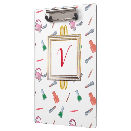 Modern  meisje met rode chic klembord (Links)