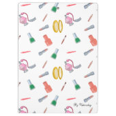 Modern meisje met rode chic klembord (Achterkant)