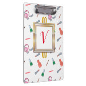 Modern meisje met rode chic klembord (Rechts)