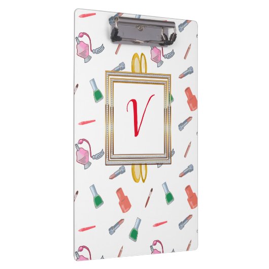 Modern  meisje met rode chic klembord (Rechts)