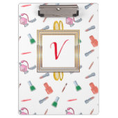 Modern  meisje met rode chic klembord (Voorkant)