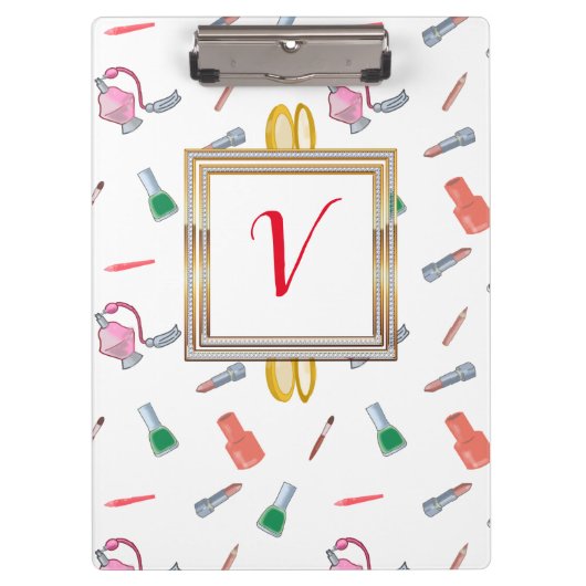 Modern meisje met rode chic klembord (Voorkant)