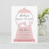 Modern Meisje Roze Gumball Machine Baby shower Kaart (Staand voorkant)