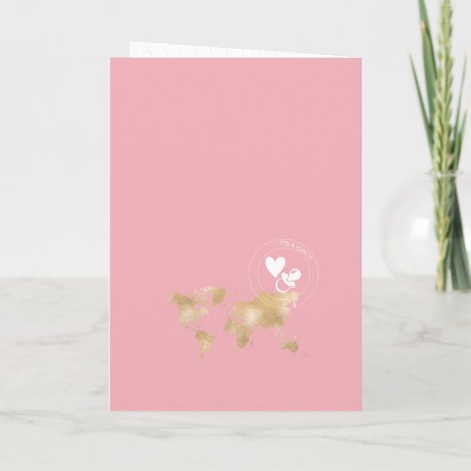 Modern Meisje Roze Passport Wereldkaart Baby showe (Achterkant)