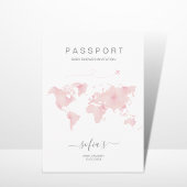 Modern Meisje Roze Passport Wereldkaart Baby showe