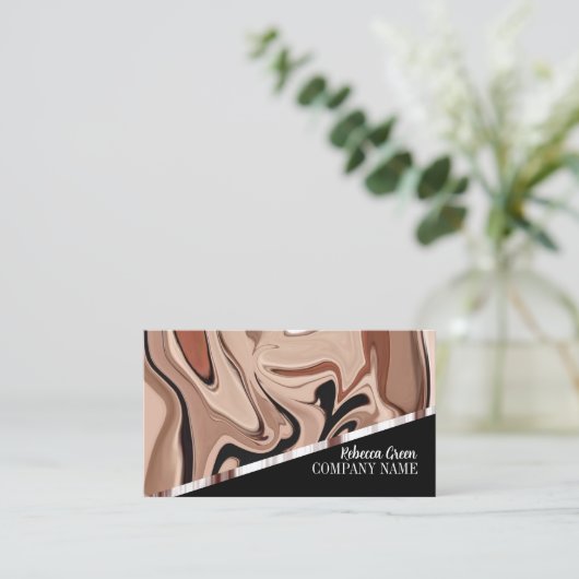 Modern Meisje Stijlvol Beige Roze Mode Beauty Visitekaartje (Staand voorkant)