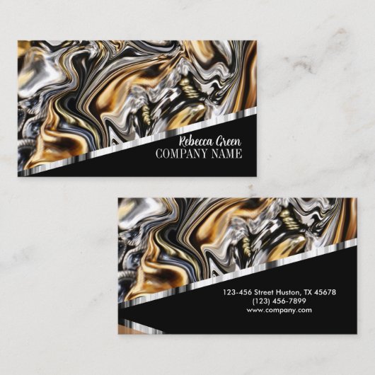 Modern Meisje Stijlvol Zwart Goud Mode Beauty Visitekaartje (Voorkant / Achterkant)