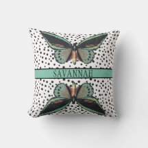 Modern Meisje Turquoise Zwarte Vlinder Monogram