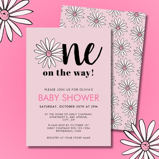 Modern Meisjes Baby shower Daisy Floral Kaart