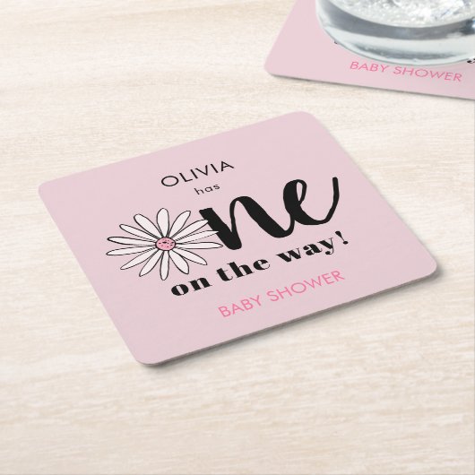 Modern Meisjes Baby shower Daisy Floral Kartonnen Onderzetters (Schuin)