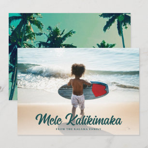 Modern Mele Kalikimaka Palm Trees terug Volledige  Feestdagenkaart