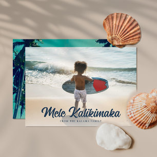 Modern Mele Kalikimaka Palm Trees terug Volledige Feestdagenkaart