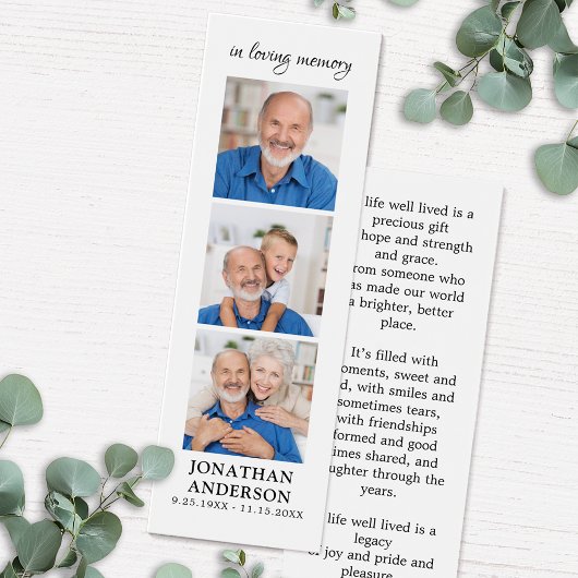 Modern Memorial 3 Afbeelding Funeral Prayer Bladwi Mini Visitekaartjes