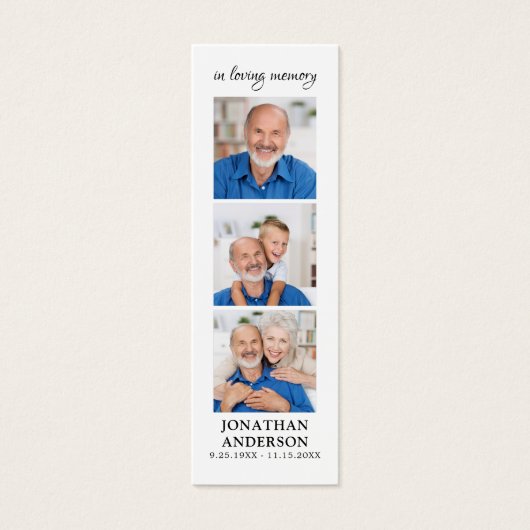 Modern Memorial 3 Afbeelding Funeral Prayer Bladwi Mini Visitekaartjes (Voorkant)