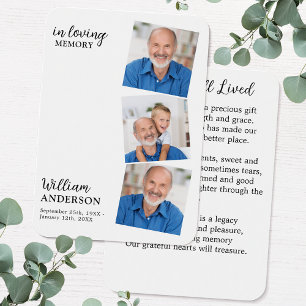 Modern Memorial 3 Foto Begrafenisgebed Kaarten Visitekaartje