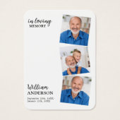 Modern Memorial 3 Foto Begrafenisgebed Kaarten Visitekaartje (Voorkant)