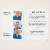 Modern Memorial 3 Foto Begrafenisgebed Kaarten Visitekaartje (Voorkant /achterkant)