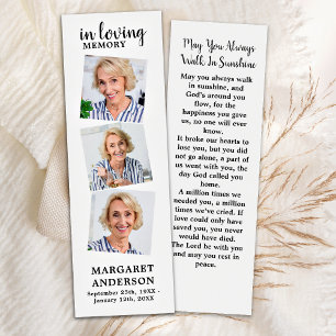 Modern Memorial 3 Foto Funeral Poem Bladwijzer Mini Visitekaartjes