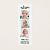 Modern Memorial 3 Foto Funeral Poem Bladwijzer Mini Visitekaartjes (Voorkant)