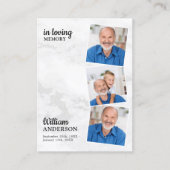 Modern Memorial 3 Foto Funeral Prayer Kaart Marble Contactkaartje (Voorkant)