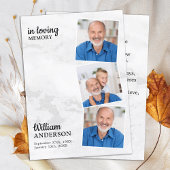 Modern Memorial 3 Foto Funeral Prayer Kaart Marble Contactkaartje