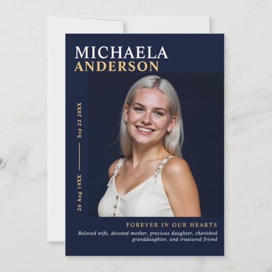 Modern Memorial / begrafenis / Viering van het lev Kaart (Achterkant)