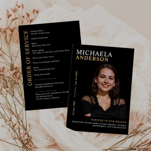 Modern Memorial / begrafenis / Viering van het lev Programmakaart