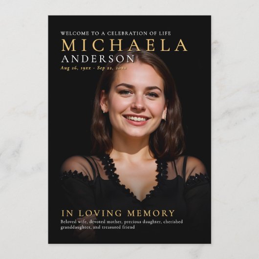 Modern Memorial / begrafenis / Viering van het lev Programmakaart (Voorkant)