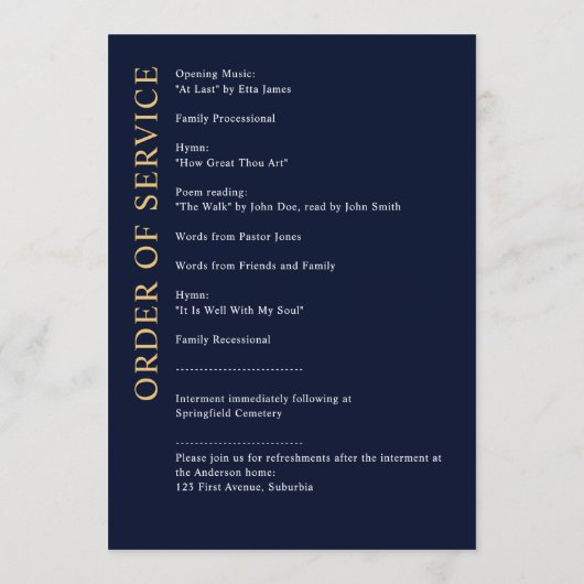 Modern Memorial / begrafenis / Viering van het lev Programmakaart (Achterkant)