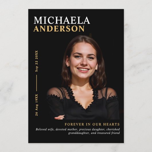 Modern Memorial / begrafenis / Viering van het lev Programmakaart (Voorkant)