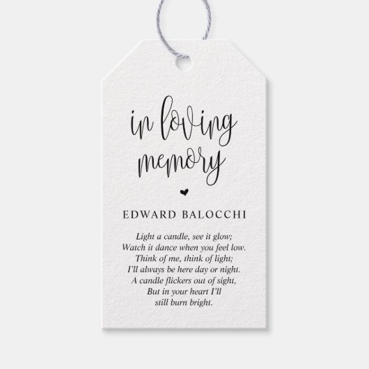 Modern, Memorial Candle, Funeral Service Label Cadeaulabel (Voorkant)