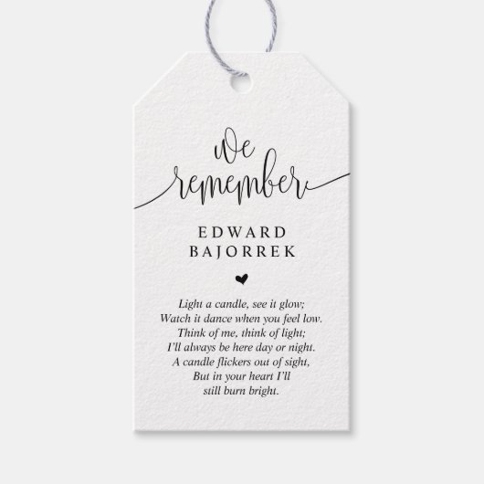 Modern, Memorial Candle, Funeral Service Label Cadeaulabel (Voorkant)