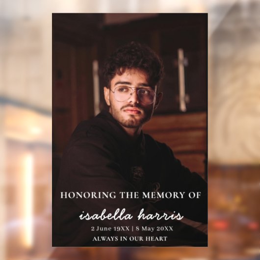 Modern Memorial Celebration of Life Design Raamsticker (Vel 2)