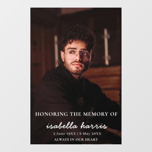 Modern Memorial Celebration of Life Design Raamsticker (Vel)