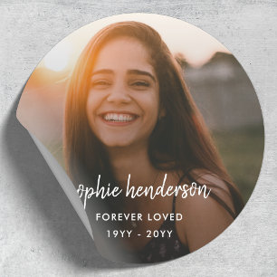 Modern Memorial   Forever geliefde begrafenisbijdr Ronde Sticker