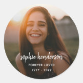 Modern Memorial | Forever geliefde begrafenisbijdr Ronde Sticker (Voorkant)